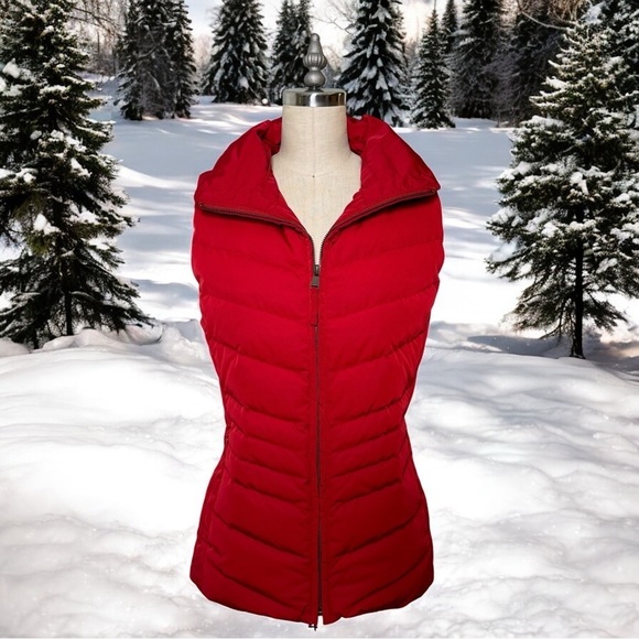 Talbots Red Down Puffer Vest Winter Jacket Coat Size Small - Picture 11 of 11